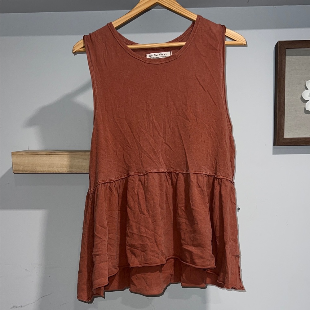 Free people 100% cotton Rust Peplum Sleeveless Tank